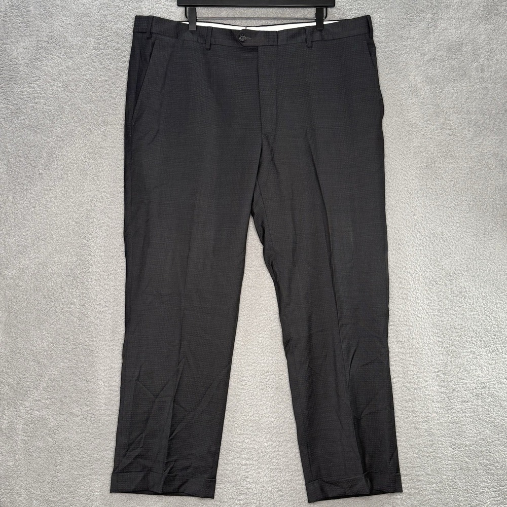 Santorelli 42x30 Romeo Mens Dress Pants 100% Wool Gray Check Italy Made Straight
